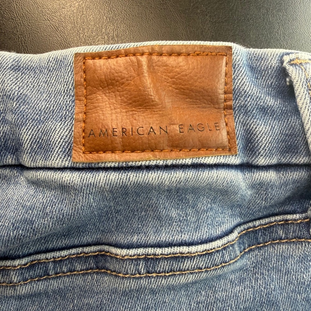 American Eagle Luxe Stretch Jeans Women Medium Short Light Blue High Rise Skinny - Picture 7 of 11